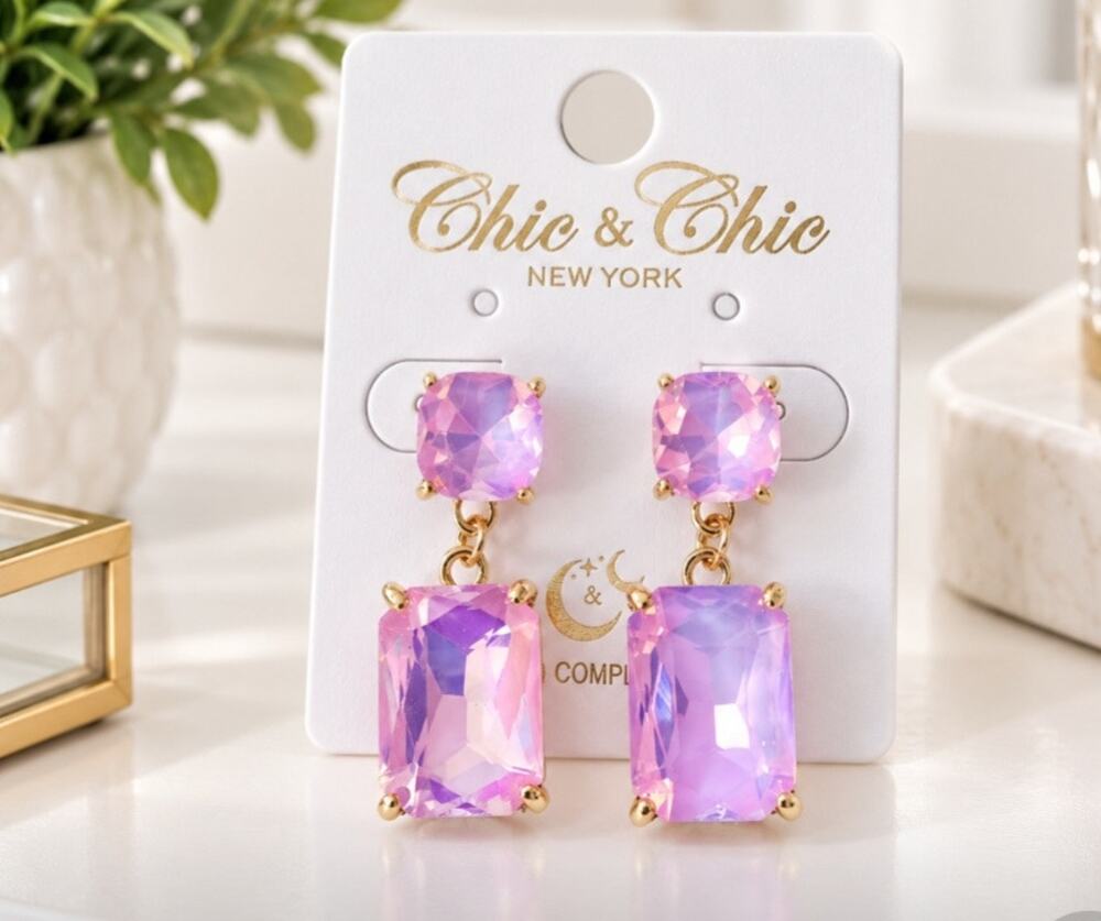Chic & Chic Pink AB Earrings New